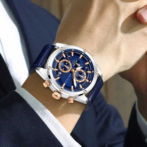 Vista 2 de MF MINI FOCUS Reloj de pulsera casual para hombre (multifuncionalimpermeableluminosocalendario) correa de cuero para hombre