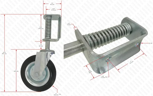 Vista 9 de Tech Team - Rueda giratoria para puerta #884 – 8 pulgadas con resorte plano sin resorte, soporte anti-hundimiento, soporte resistente para puertas