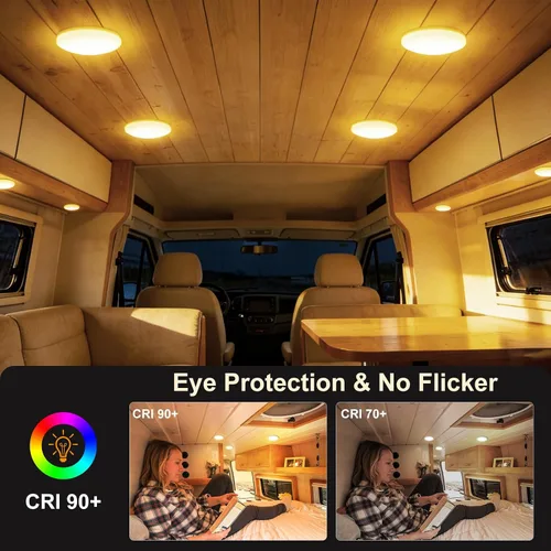 Vista 4 de acegoo Luz LED de techo de 12 V, luz de disco interior de caravana, luz de panel superior de 12 voltios para autocaravana, viaje, remolque, cámper