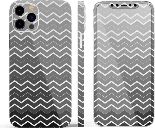Vista 3 de DesignSkinz Kit de calcomanías de piel de cuerpo completo compatible con iPhone 15 Plus, cheurón en capas degradadas negras