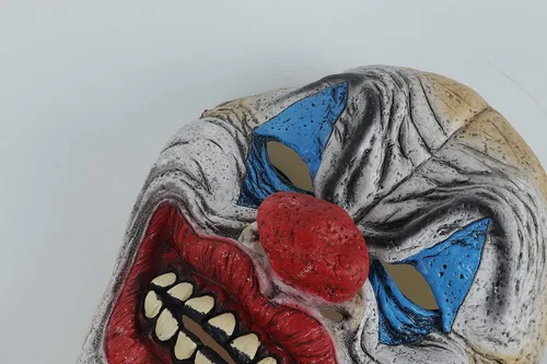 Vista 5 de Ferytyj Máscara de payaso colorida de Halloween aterradora y espeluznante accesorios de cosplay máscara de payaso de látex para adultos disfraz