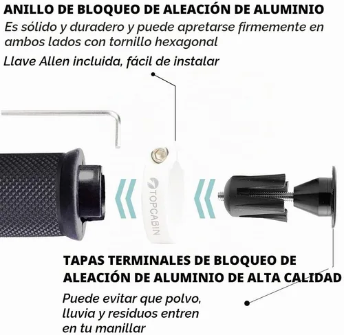 Vista 2 de TOPCABIN - Puños de manillar de bicicleta de doble bloqueo - Puños de goma cómodos para BMX y bicicleta de montaña