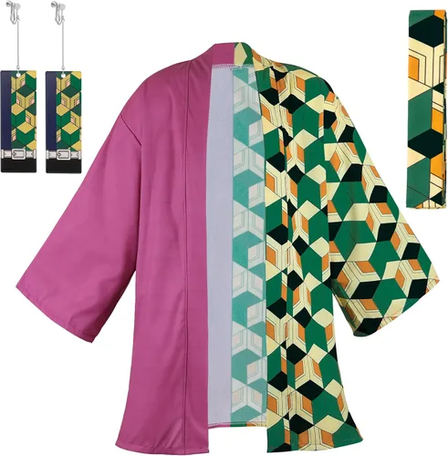 Vista 10 de Drofe Batas de anime Tanjiro, disfraz de cosplay Zenitsu Kimono