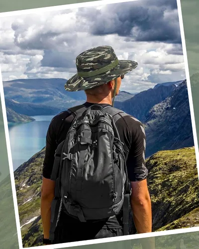 Vista 6 de Coume 6 sombreros de safari Boonie a granel de ala ancha para hombres y mujeres, gorra de camuflaje Boonie para safari militar senderismo
