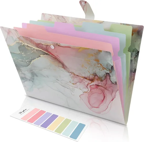 Vista 9 de SKYDUE Carpeta de archivos expandible con 5 bolsillos, bonito organizador de archivos de acordeón, carpeta de archivo de tamaño carta, organizador