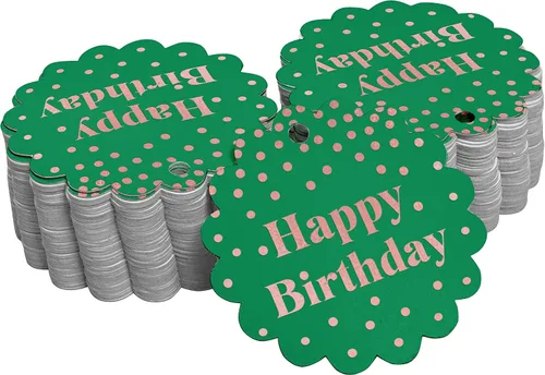 Vista 34 de Etiquetas de papel para colgar con texto en inglés «Happy Birthday» (50 unidades)