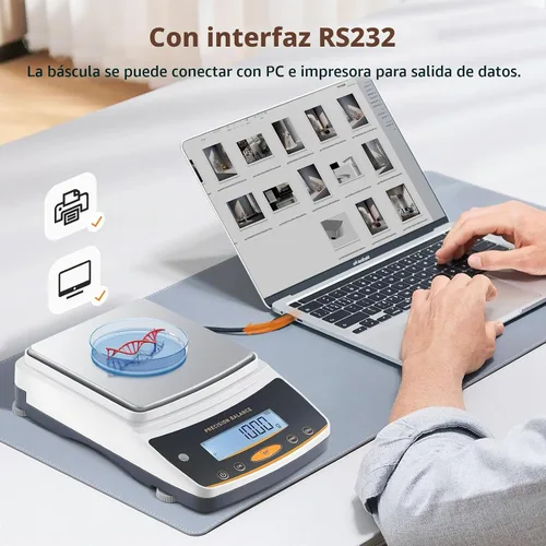Vista 5 de Bonvoisin Báscula de laboratorio: 176.37 oz x 0.00 oz, báscula digital recargable con interfaz RS232, precisión de 0.00 oz