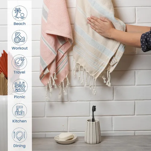 Vista 6 de The Fine Living Co. - Juego de 2 toallas de mano turcas, 100% algodón, toallas de mano decorativas para cocina y baño, para baño, invitados, cara