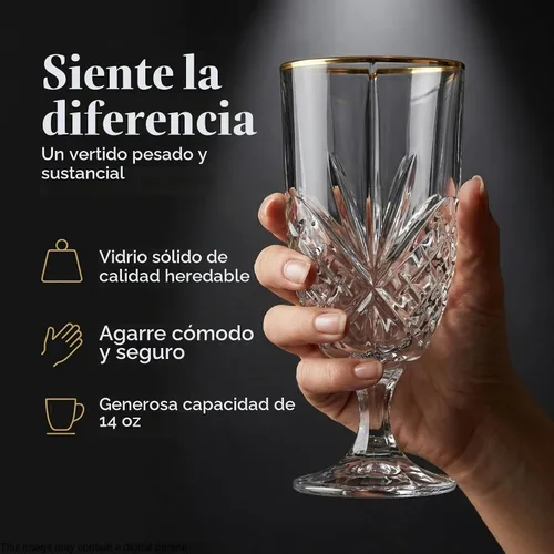 Vista 5 de Godinger Vasos para bebidas heladas, bandas doradas, cristal de Dublín, juego de 4