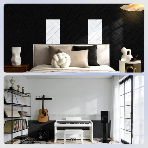 Vista 5 de Vieshful Paneles acústicos autoadhesivos, paneles de pared insonorizados de 12 x 12 x 0.4 pulgadas, absorbentes de sonido de alta densidad, paneles
