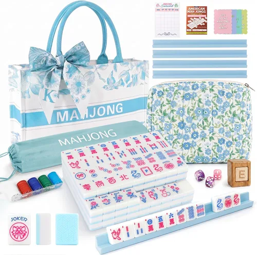 Vista 10 de American Mahjong Tile Set, 1.2 en 166 Pink Travel mah jongg juegos Rosa