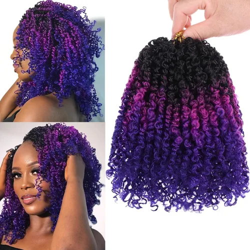 Vista 29 de Unionbeauty - Paquete de 8 trenzas de ganchillo Yanky Twist de 6 pulgadas, 8 paquetes, color negro natural, micro Passion Twist, extensiones