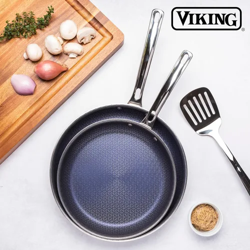 Vista 7 de Viking Sartén antiadherente de 3 capas, 10 pulgadas de acero inoxidable híbrido plus para cocina, plateado