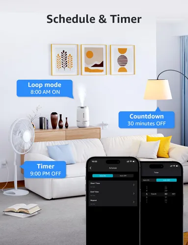 Vista 9 de Lepro P1 Smart Plug Mini 15A, enchufe de salida Wi-Fi para el hogar inteligente, compatible con Alexa y Google Assistant, control de aplicación