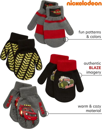 Vista 2 de Nickelodeon Paquete de 4 manoplas o guantes para niños Paw Patrol y Blaze (niñosniños pequeños)