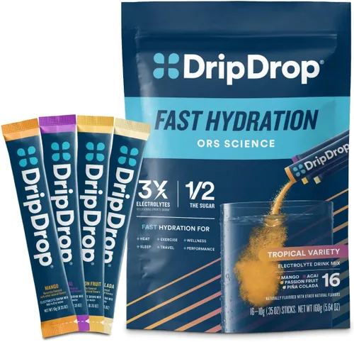 Vista 15 de DripDrop ORS Hydration - Paquetes de electrolitos en polvo - Ponche de frutas - 32