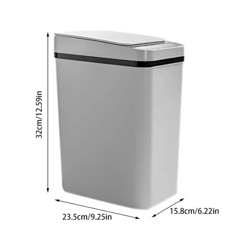 Vista 5 de Cubo de basura con sensor – Cubo de basura activado por sensor de 12 litros con tapa Cubo de basura inteligente con sensor de movimiento