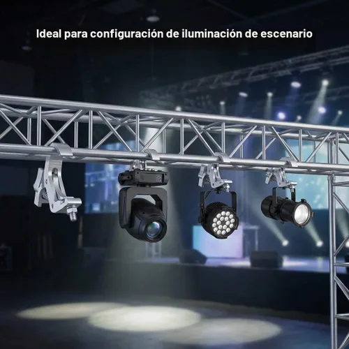 Vista 6 de QWORK Abrazadera de aluminio para luz de escenario, paquete de 10, ajuste de 1.18 a 1.97 pulgadas, carga de 330 libras para cabina de DJ, plataforma
