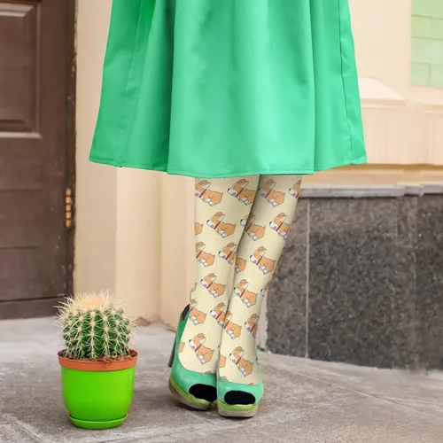 Vista 5 de devor Calcetines de algodón para mujer Merry Corgmas de rodilla alta para mujer, calcetines de vestir de algodón, calcetines de humor feliz