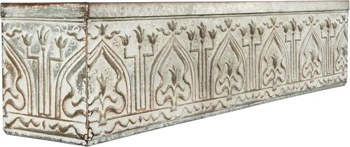 Vista 6 de Creative Co-Op Estante decorativo de pared de metal blanco y gris, zinc