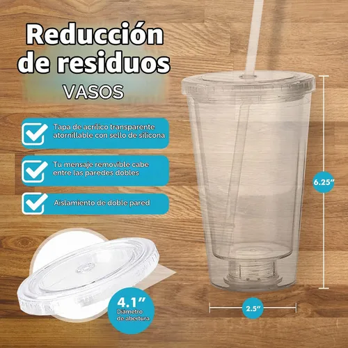 Vista 5 de Vaso portátil de doble capa Eco To Go,16 oz. de capacidad, transparente (All Clear - Removable Insert)