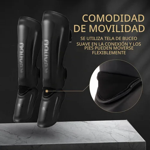 Vista 4 de Espinilleras de Muay Thai, Muay Thai artes marciales para patear piernas y empeine almohadillas de protección para engranaje de kickboxing