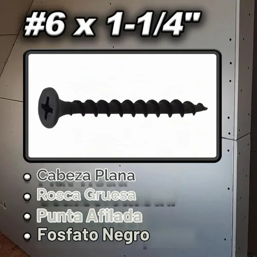 Vista 5 de 6 tornillos para paneles de yeso de 1-1/4 pulgadas, paquete de 4,000 unidades, rosca gruesa, punta afilada, Phillips Drive, cabeza de corneta