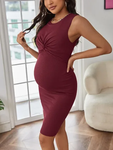 Vista 3 de Verdusa Vestido de maternidad para mujer, sin mangas, ajustado, tipo lápiz, sin mangas