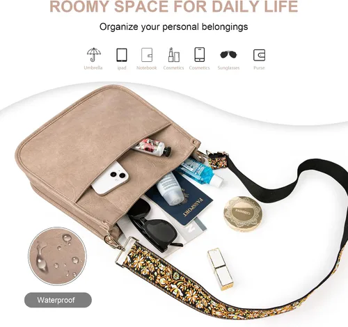 Vista 3 de Viva Terry - Bolsa bandolera de cuero vegano, moderna, con correa ajustable