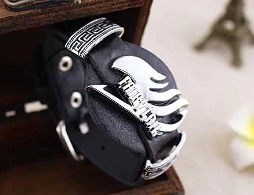 Vista 5 de Jewelry Unique Anime Series - Pulsera de piel sintética negra para hombre