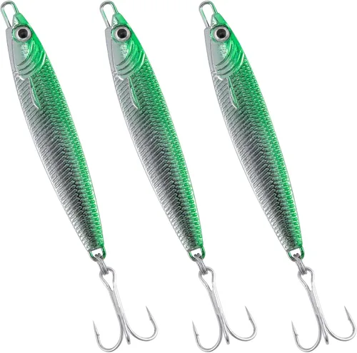 Vista 10 de Dr.Fish Anzuelos de Jigging Cuchara de Jigging para Pesca en Agua Salada Señuelos de Casting Cuchara de Metal para Pesca en Surf Señuelos