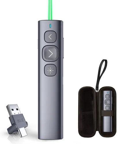 Vista 13 de Norwii Clicker de presentación N95 con receptor USB-A y C, clicker de PowerPoint para control remoto de presentación, puntero inalámbrico