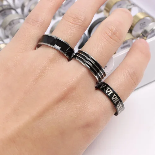 Vista 6 de 100 unidslote Moda Acero Inoxidable Raya Corazón Amor Anillos Joyería Para Mujeres Hombres Mezcla Estilo Fiesta Regalos Con Caja Al Por Mayor
