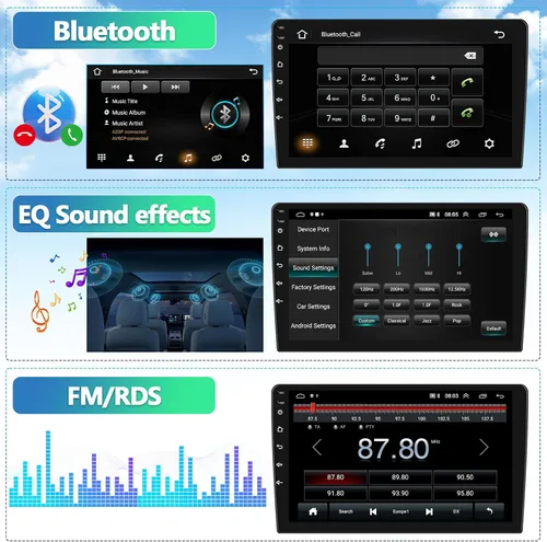 Vista 3 de AMprime Estéreo Android de doble DIN para automóvil con Apple Carplay de 10.1 pulgadas, pantalla táctil, radio de coche, compatible con Bluetooth