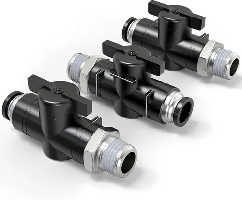 Vista 8 de TAILONZ PNEUMATIC BVU-1/2 OD Válvula de bola de control de flujo de aire Válvula de empuje para conectar accesorio (paquete de 1)