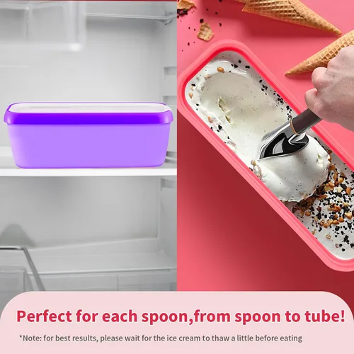 Vista 7 de Juego de 2 Recipientes para Helado, Recipiente de Helado de 1.5 Cuartos, Recipientes de Helado Casero Reutilizables con Contenedor de Almacenamiento