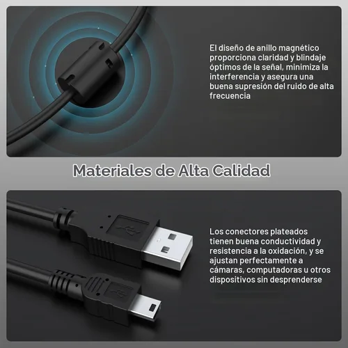 Vista 5 de Cable USB UC-E4 compatible con Nikon D40 D40X D50 D60 D70 D70S D80 D90 D100 D200 D300 D300S D610 D700 D3000 D3100 D7000 D1H D2X D2 Cámara réflex