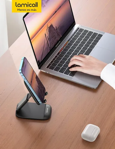 Vista 7 de Lamicall Soporte de teléfono celular para escritorio, soporte de teléfono 1-negro