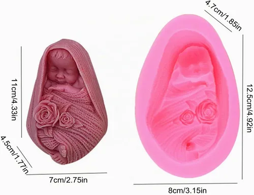 Vista 2 de Molde de silicona para bebé, molde de caramelo de chocolate, herramientas de decoración de pasteles, jabón para baby shower, molde de vela de jabón