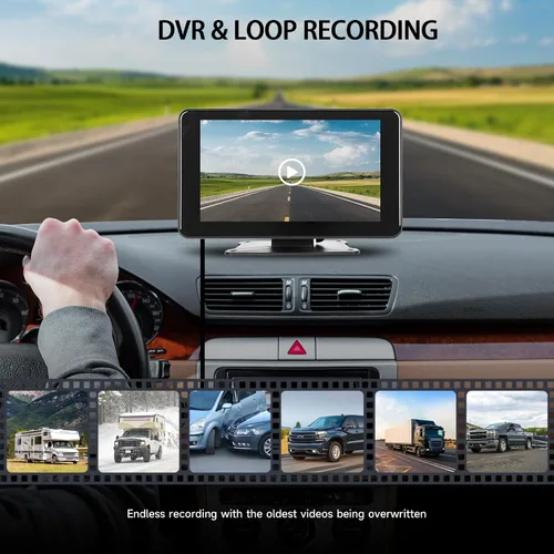 Vista 6 de Cámara de respaldo Wirleess, cámara de respaldo para caravana con alerta BSD, cámara de respaldo de visión nocturna para camiones. Rv con monitor HD
