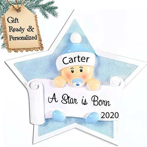 Vista 5 de Adorno 3D personalizado para la primera Navidad del bebé 2025 para niño Adorno de la primera Navidad del bebé 2025 Adornos de bebé para árbol