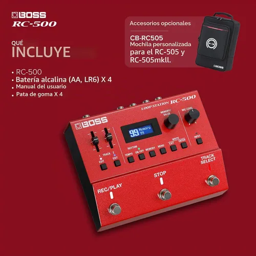 Vista 8 de BOSS RC-500 Loop Station Looper Avanzado de Dos Pistas con Mezcla Integrada y Opciones de Control Profundo Calidad de Sonido Líder en su Clase