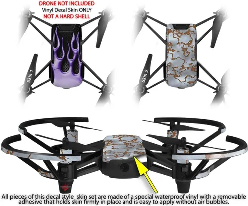 Vista 2 de Skin Decal Wrap Pack 2 para DJI Ryze Tello Drone Flames Metal Purple Drone NO Incluido