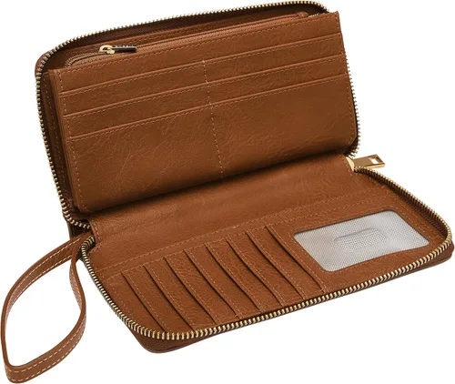 Vista 2 de Fossil Women's Liza Leather Zip Around Clutch Wallet With Retractable Wristlet Strap for Women