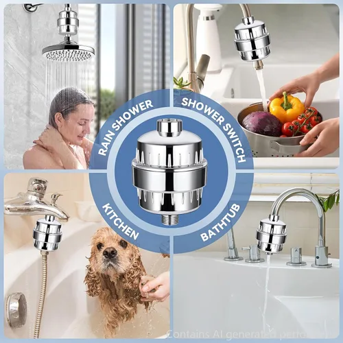 Vista 6 de Filtro de cabezal de ducha para agua dura, filtro de agua de ducha para cabello y piel, cabezal de filtro de ducha para agua dura, filtro de agua