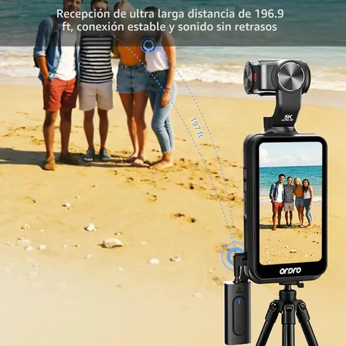 Vista 4 de Cámara de bolsillo ORDRO M5, cámara de vlogging con micrófono 3-Axis Gimbal Stabilization, 3.5'' Flip Touchscreen,120° Wide-Angle Lens, IR ,Face