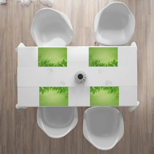 Vista 6 de Rectangular Placemats Set of 4, Heat Resistant Green Leaves Background Printed Kitchen Dining Table Mats