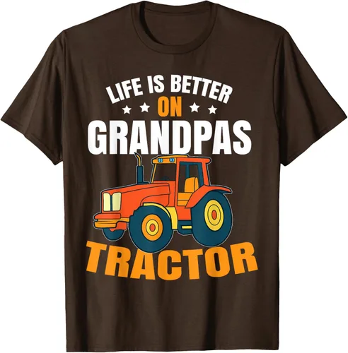 Vista 55 de Life Is Better On Grandpas Tractor Kids Farm Tractor Boy Camiseta, Negro