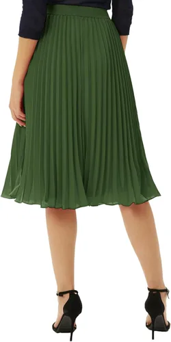 Vista 150 de GRACE KARIN - Falda plisada de gasa para mujer, con cintura alta y elástica, vuelo, corte acampanado y longitud por debajo de la rodilla