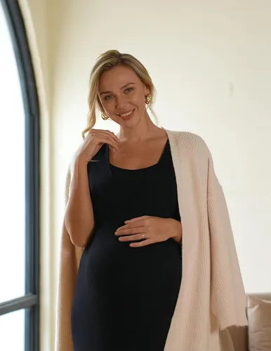 Vista 4 de Ekouaer - Vestido de lactancia para mujer, camisón para lactancia y parto, camisón para dormir